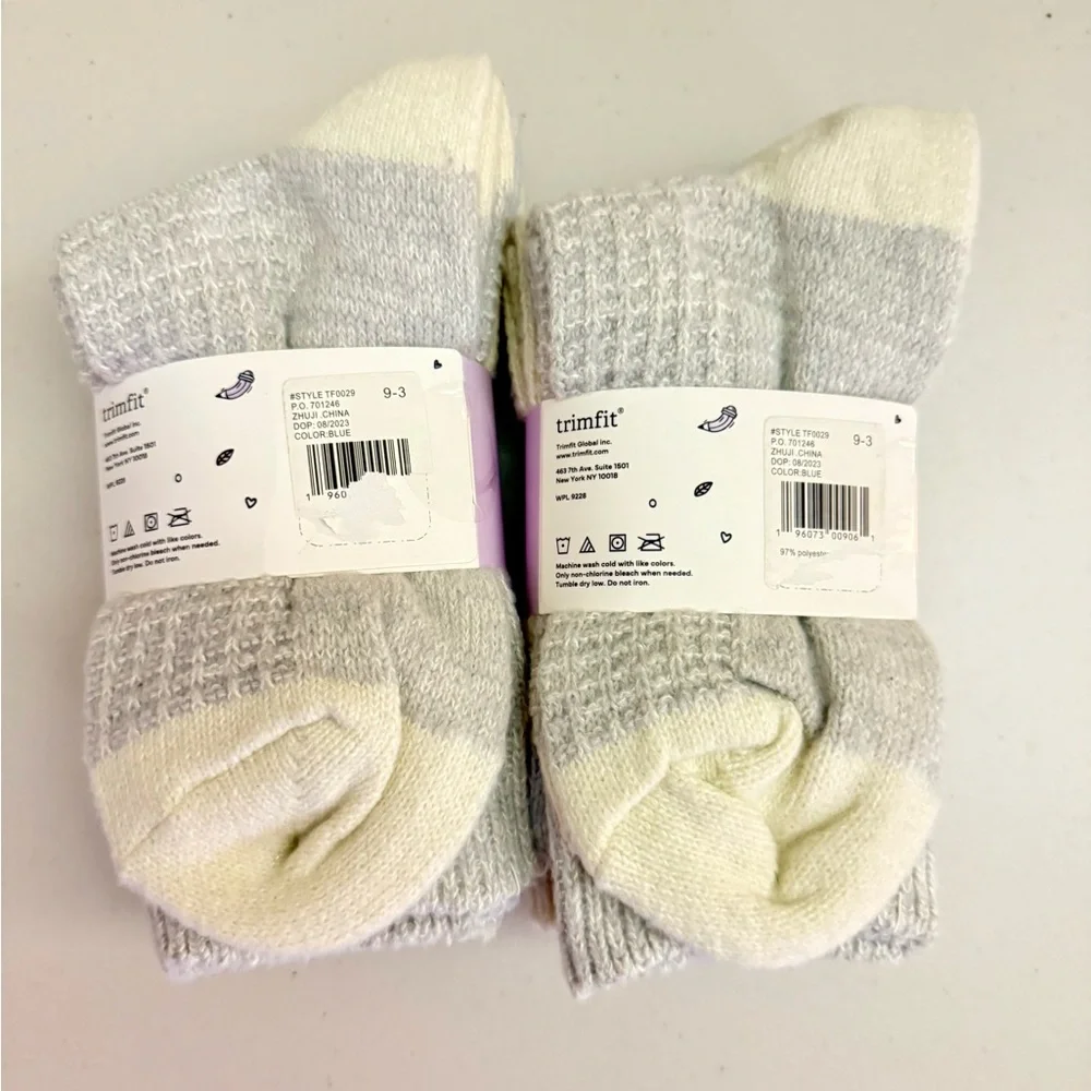 Girls' Blue and Cream Socks - 2 Pack